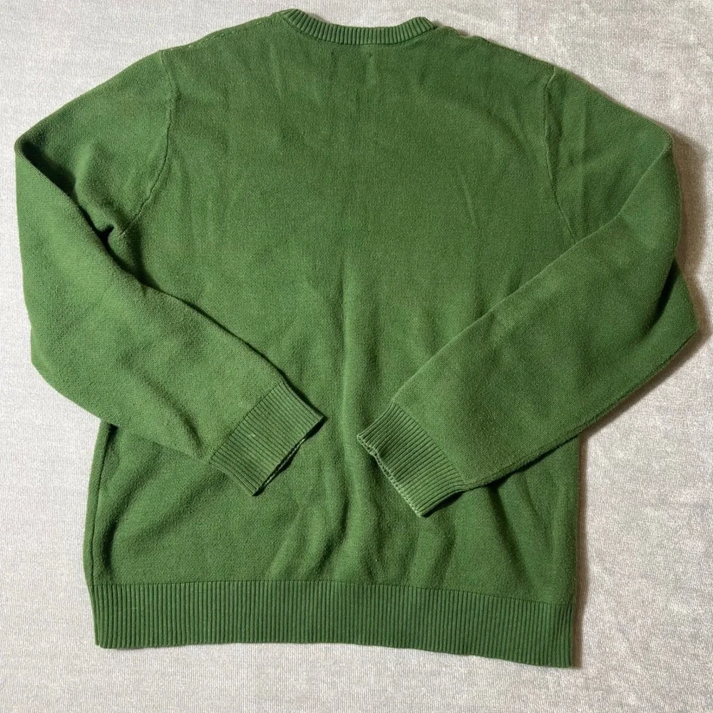 Lucky Brand Mens Castrol Motor Oil Graphic Knit Crewneck Sweater Green Medium